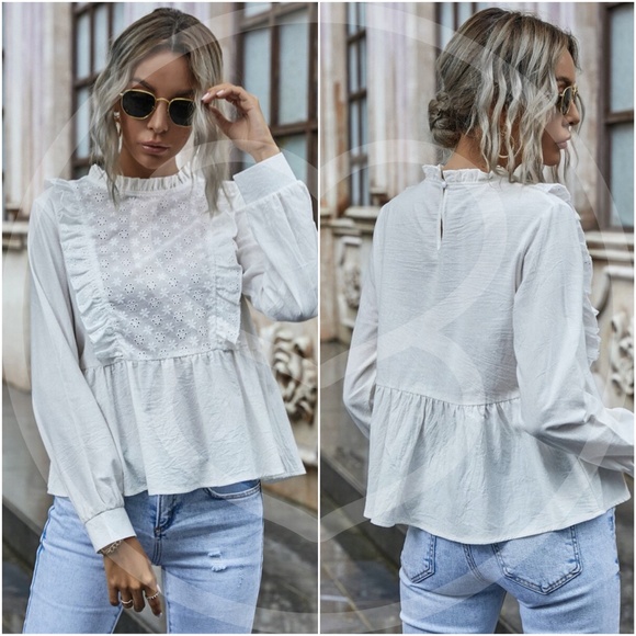 boho Eyelet Embroidered Babydoll top - MUSTARD - Picture 9 of 13